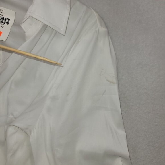 Renuar White Button-Up Shirt Size 12 Womens Sleek Cotton Nylon New - Picture 11 of 11